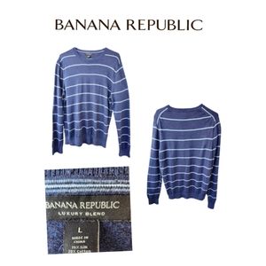 BANANA REPUBLIC MEN'S MIXED BLUES LUXURY BLEND CREWNECK SWEATER  SIZE L